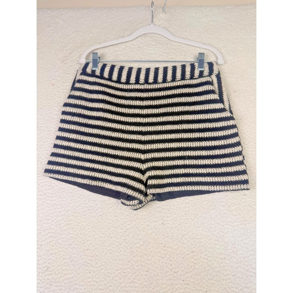 English Factory Shorts Womens Large Black Striped Sweater Knit Lined Festival